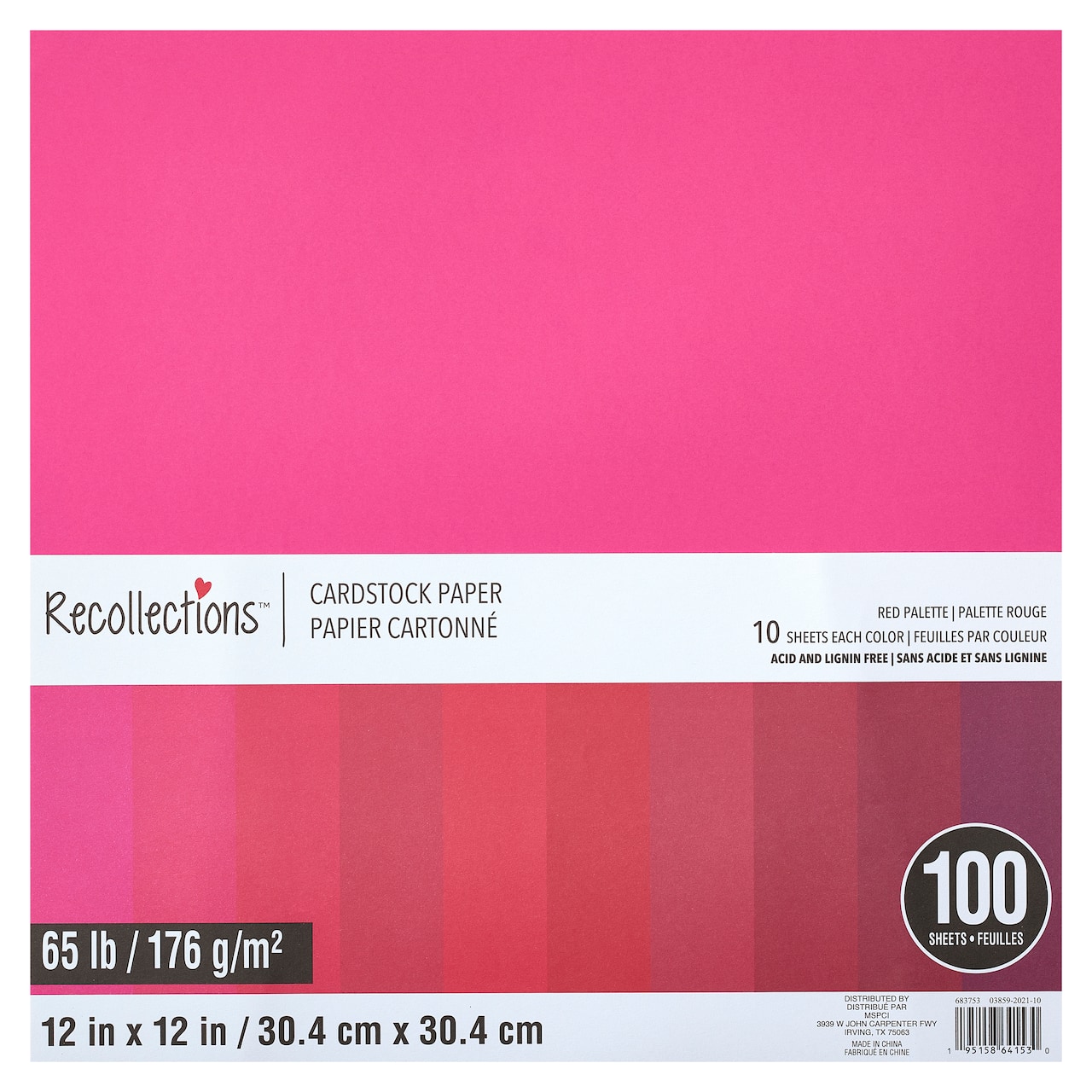 Red Palette 12 x 12 Cardstock Paper by Recollections™, 100